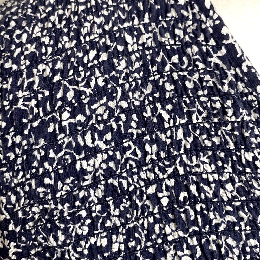 Old Navy navy and White smocked long sleeve A-Line Dress - Picture 5 of 11